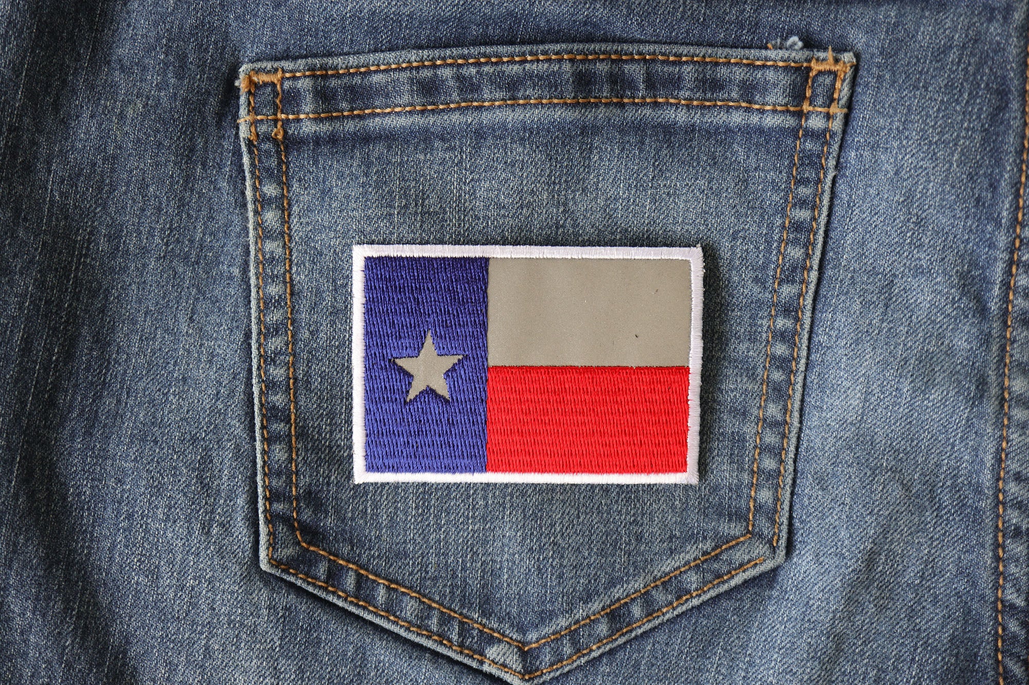 Reflective Texas Flag Iron-On Patch – ( 3x3 inch ) with Clean Cut Embroidery patch