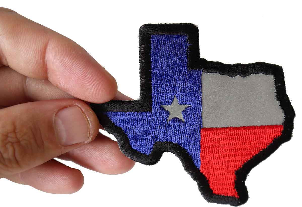 Texas Map Flag Reflective Embroidered Patch shown for scale