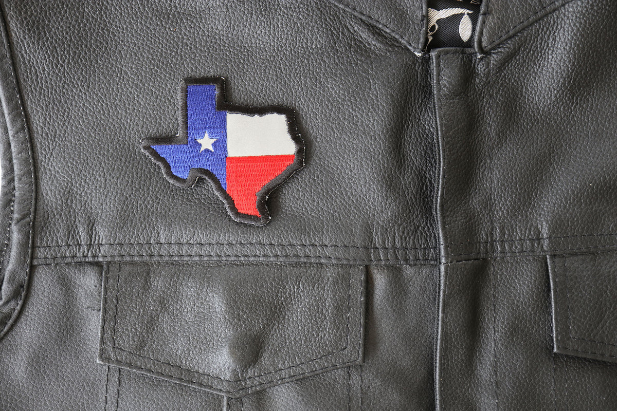 Texas Map Flag Reflective Embroidered Patch stitching detail