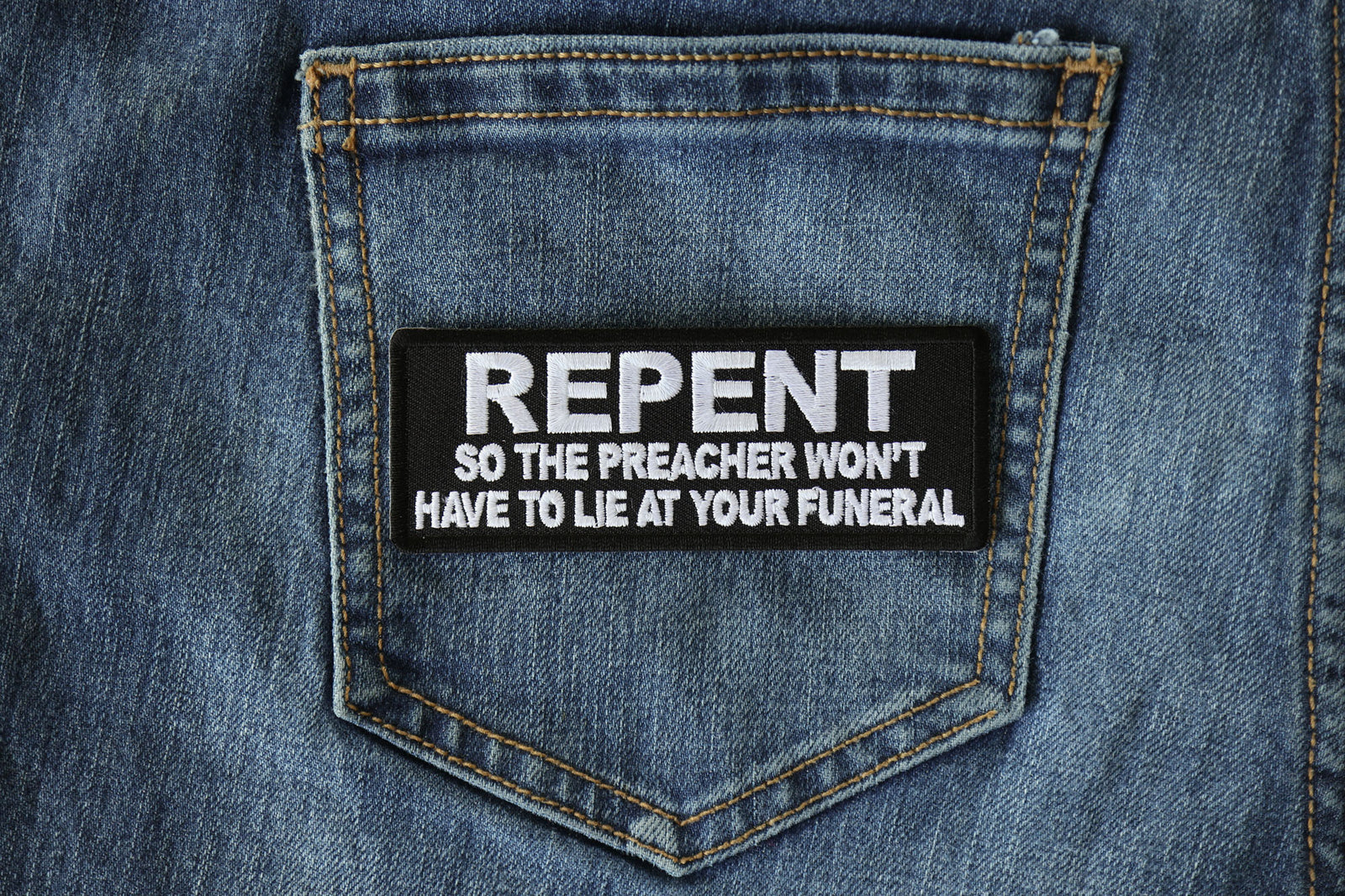Repent Preacher Funeral Embroidered Patch product image 4
