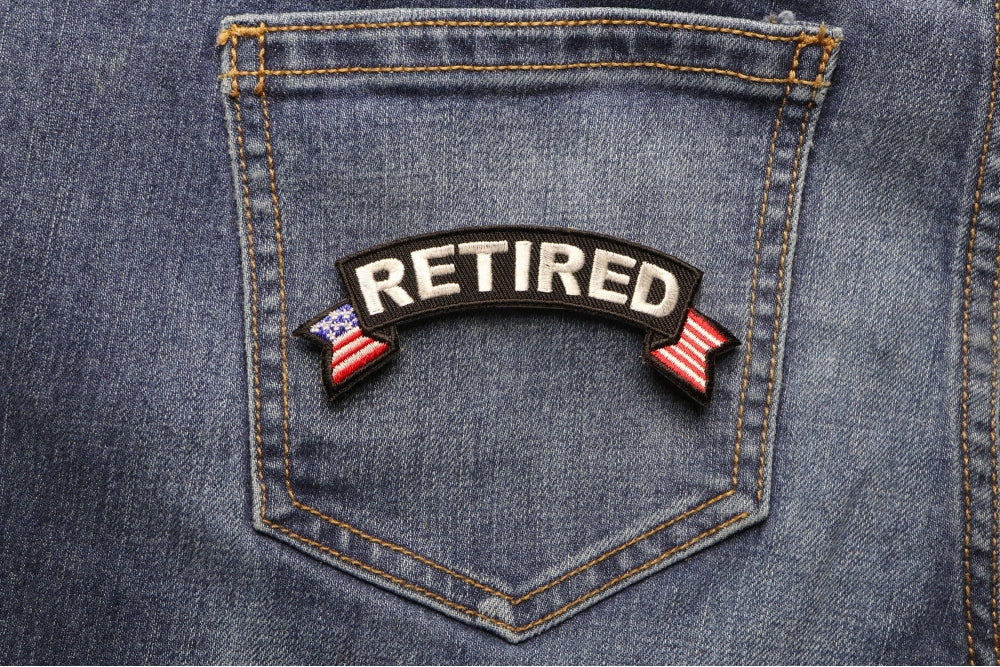 Retired American Flag Rocker Embroidered Patch apparel application view