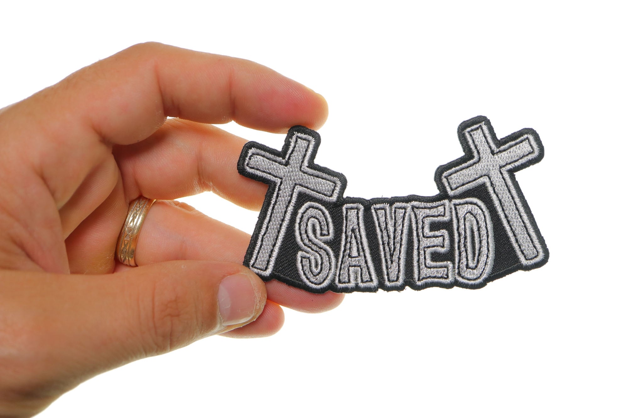 Saved Christian Patch - A Bold Declaration of Faith ( 3 x 2 inches )