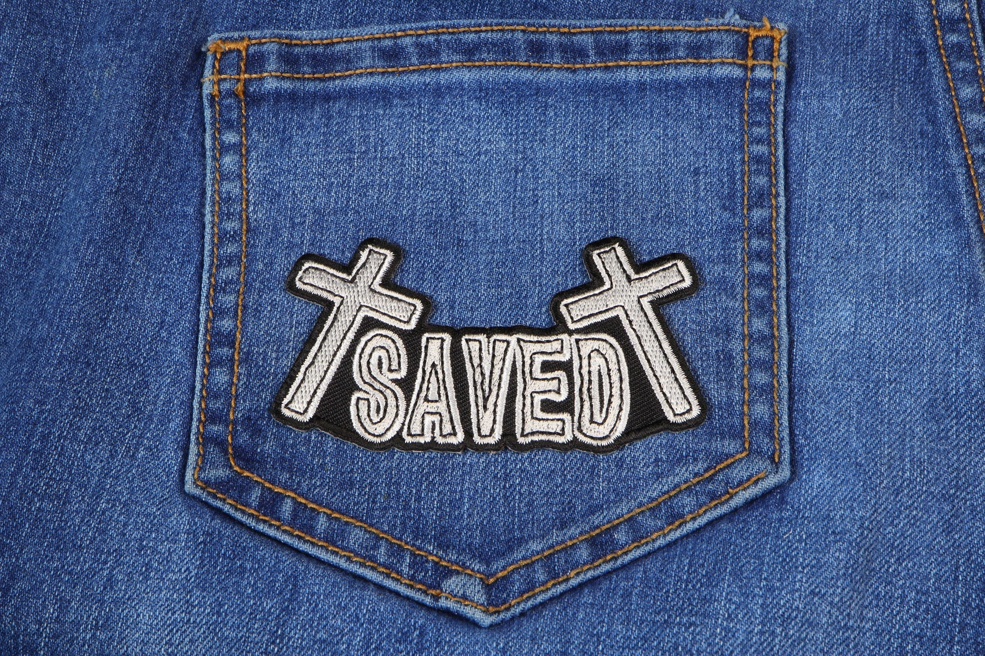 Saved Christian Patch - A Bold Declaration of Faith ( 3 x 2 inches )