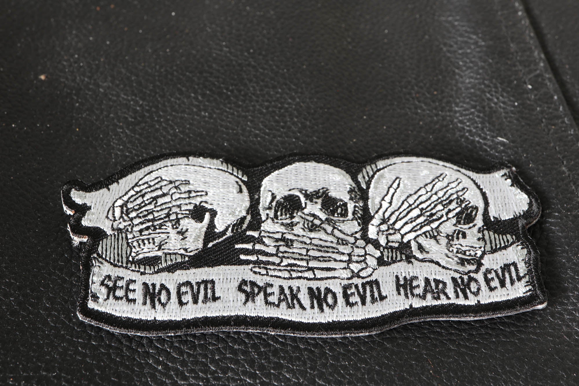 See No Evil Speak No Evil Hear No Evil Skull Patch ( 4.5 x 2 inches )