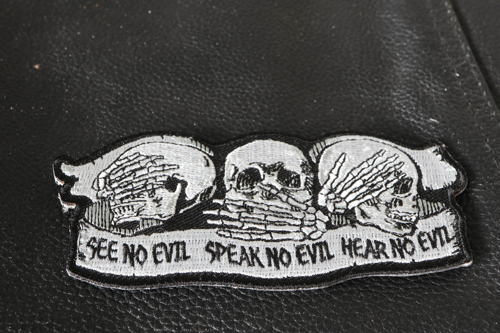 See Hear Speak No Evil Skull Embroidered Patch product image 6