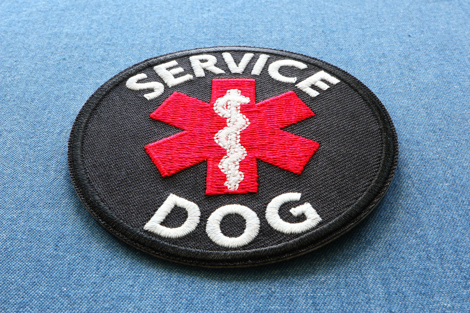 Service Dog Embroidered Patch reverse and construction view