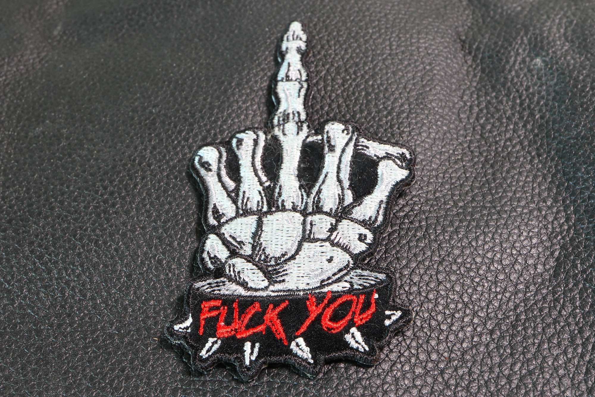 Skeleton Fuck You Middle Finger Patch ( 4 x 4 inche )