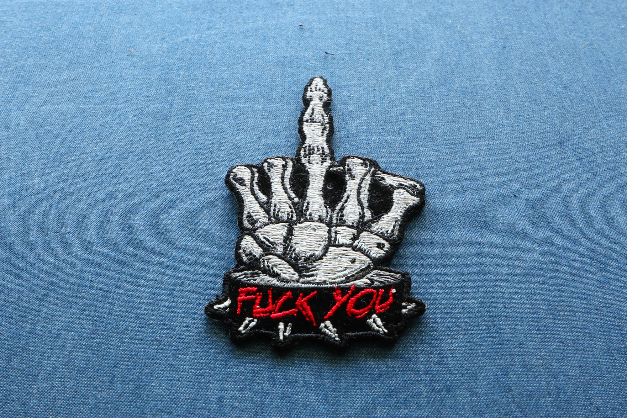 Skeleton Fuck You Middle Finger Patch ( 4 x 4 inche )
