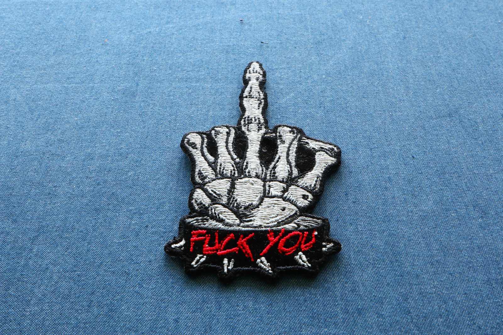 Skeleton Middle Finger Embroidered Patch product image 4