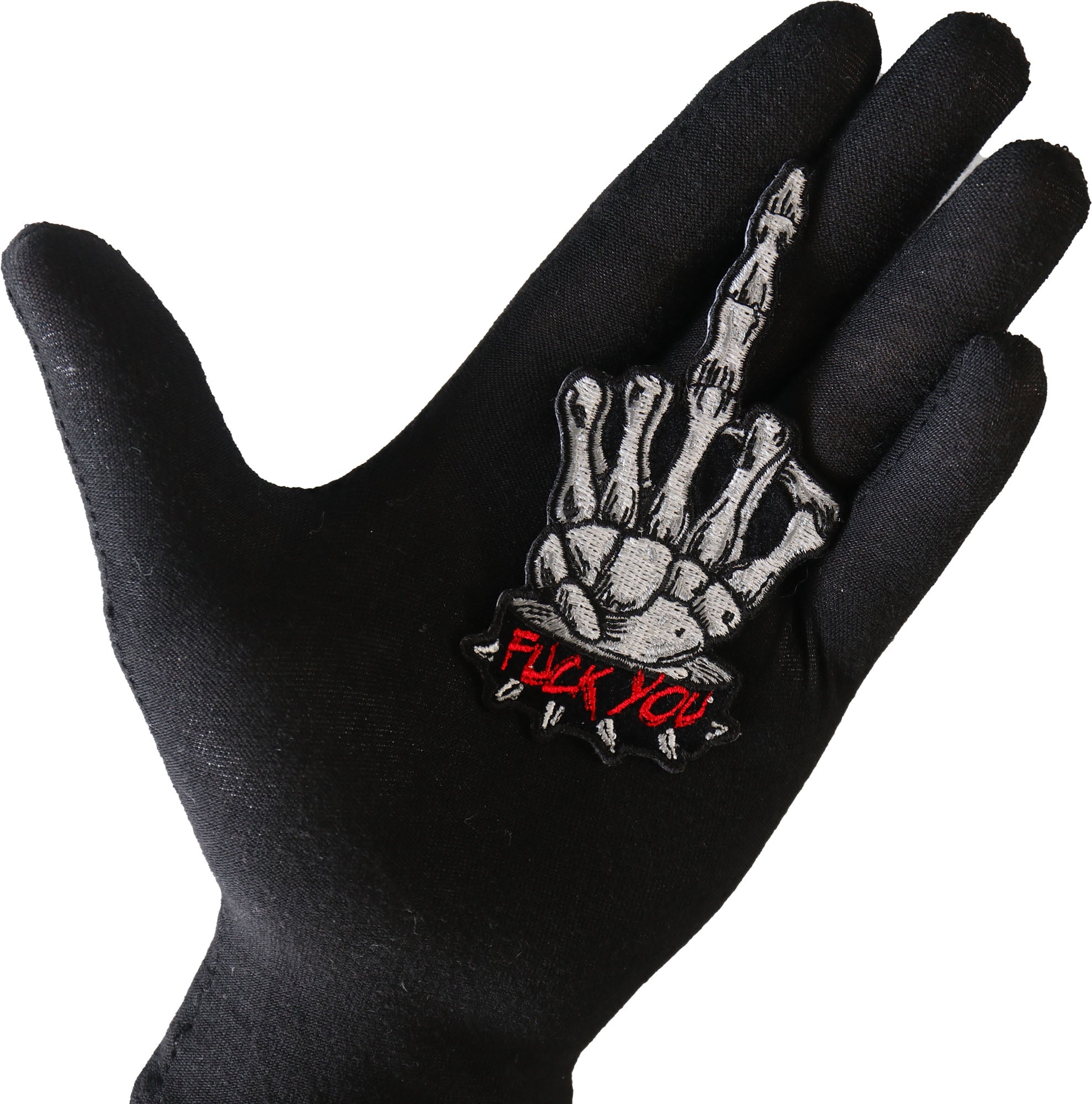 Skeleton Fuck You Middle Finger Patch ( 4 x 4 inche )