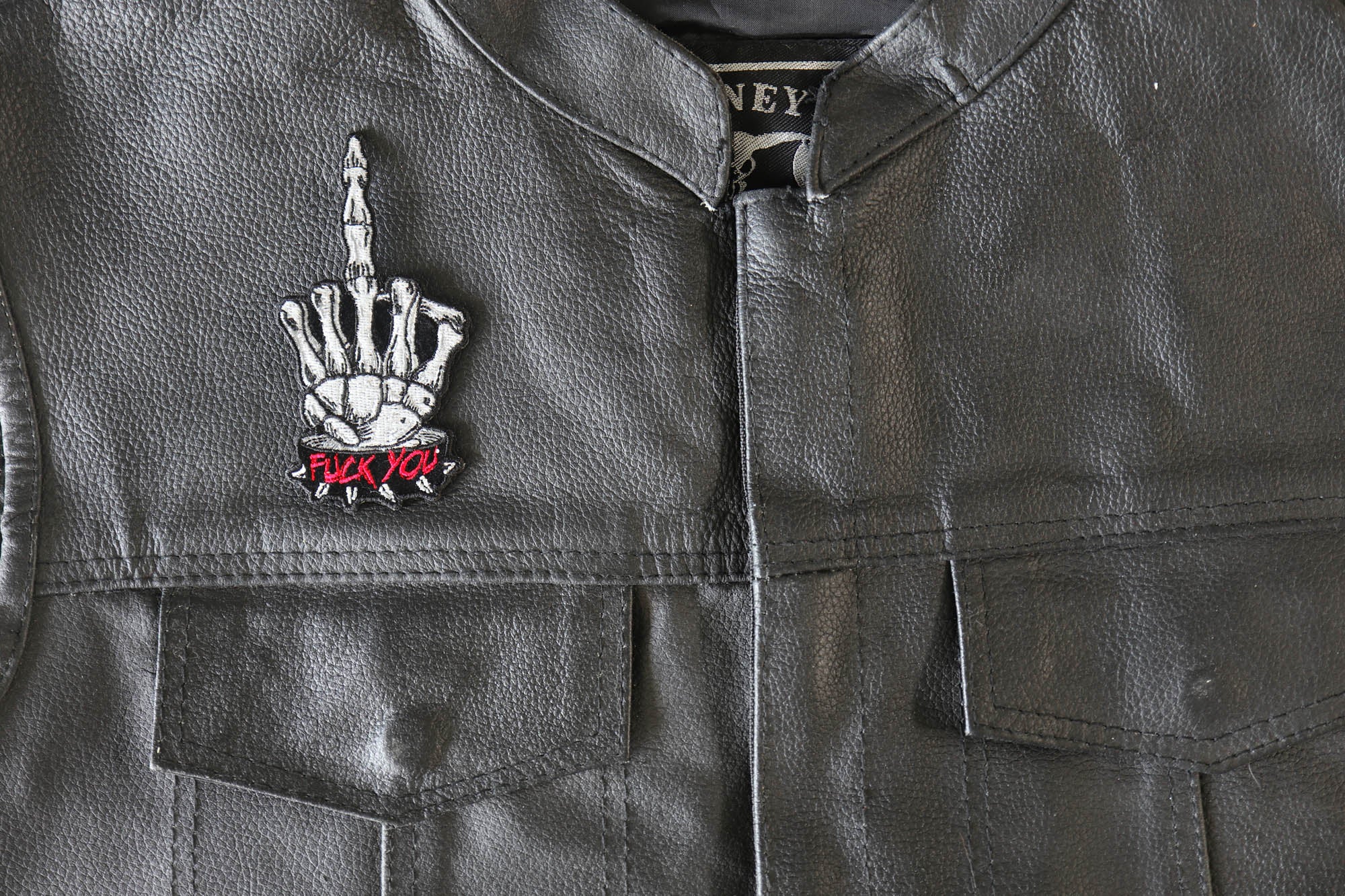 Skeleton Fuck You Middle Finger Patch ( 4 x 4 inche )