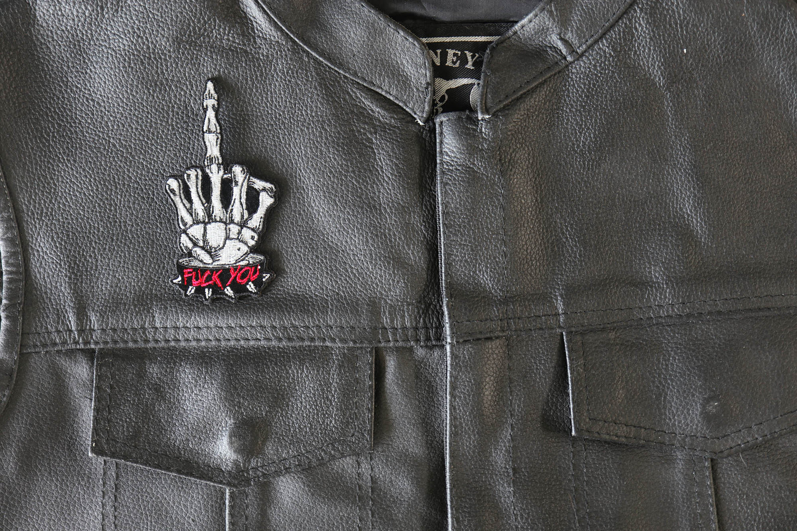 Skeleton Middle Finger Embroidered Patch product image 7