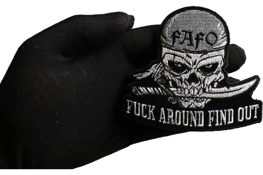 FAFO Skull Embroidered Patch apparel application view