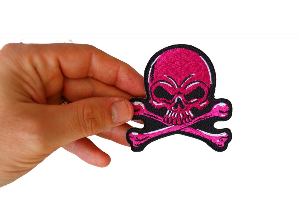 Pink Skull and Cross Bones Patch – Embroidered Iron-On Patch ( 3 x 3 inche )