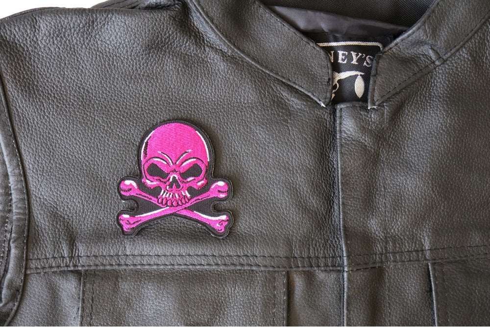 Pink Skull and Cross Bones Patch – Embroidered Iron-On Patch ( 3 x 3 inche )