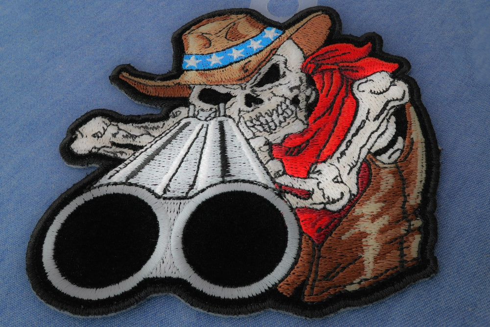 Shotgun Skull Cowboy Patch – Embroidered Iron-On Patch ( 4 x 4 inche )