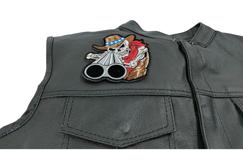 Shotgun Skull Cowboy Patch – Embroidered Iron-On Patch ( 4 x 4 inche )