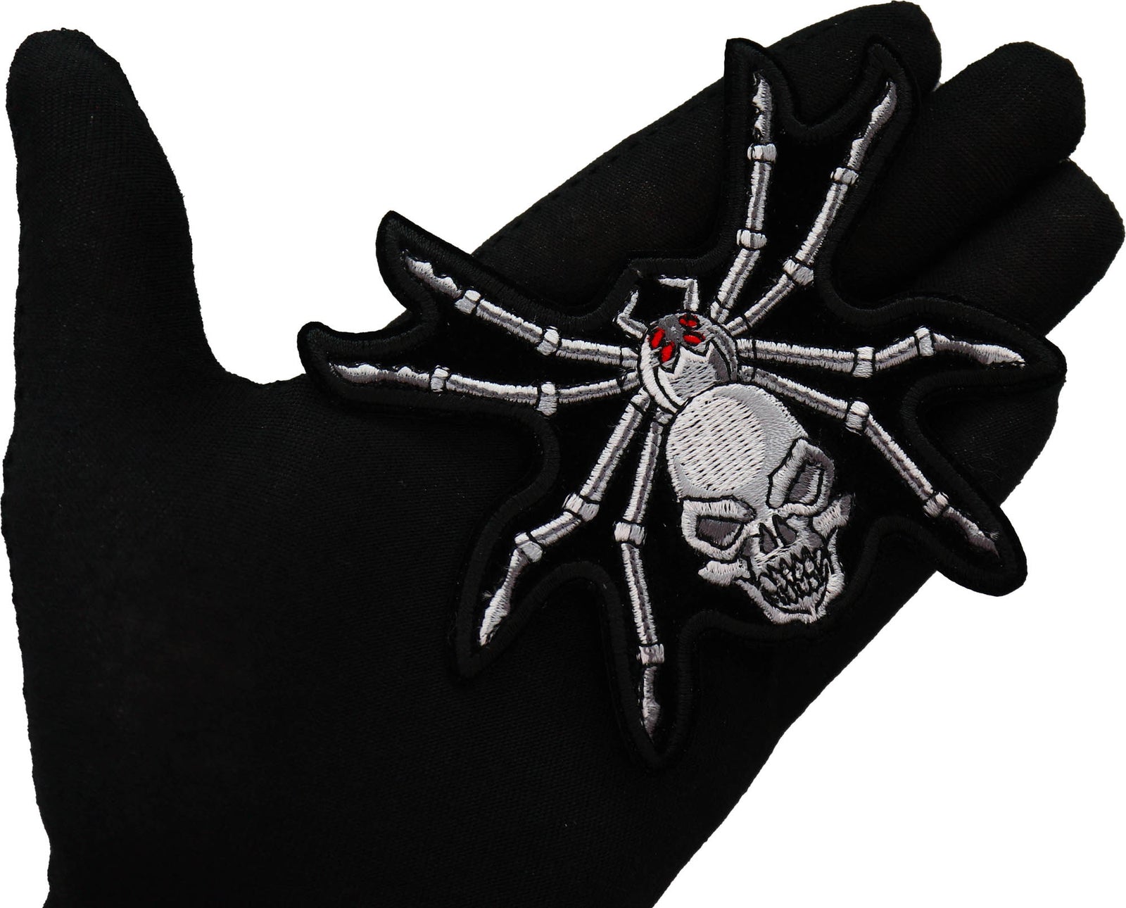 Skull Spider Embroidered Patch reverse and construction view