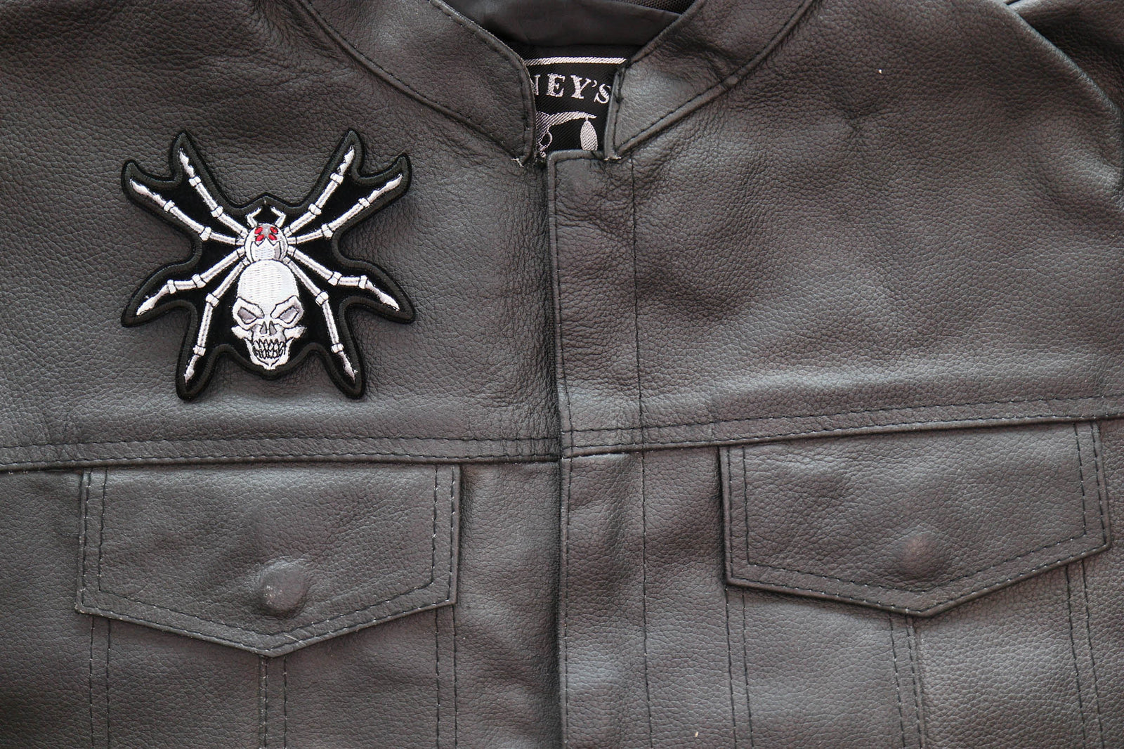 Skull Spider Embroidered Patch apparel application view