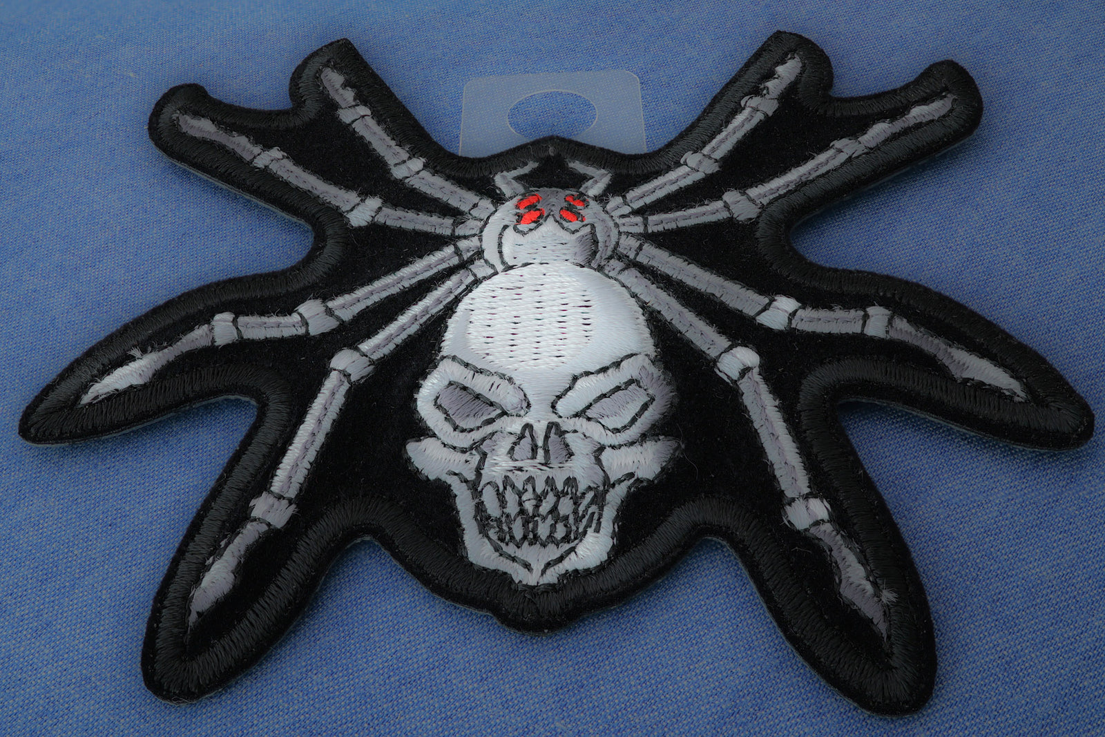 Skull Spider Embroidered Patch stitching detail