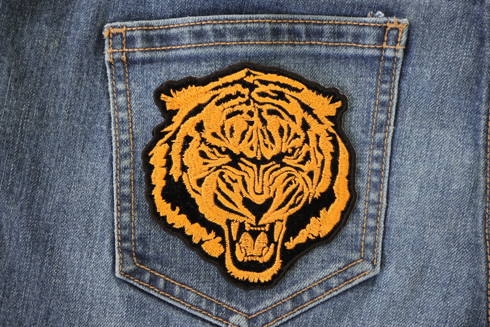 Small Orange Baron Tiger Embroidered Patch – Bold and Vibrant Patch for  Apparel ( 4 x 4 inches )