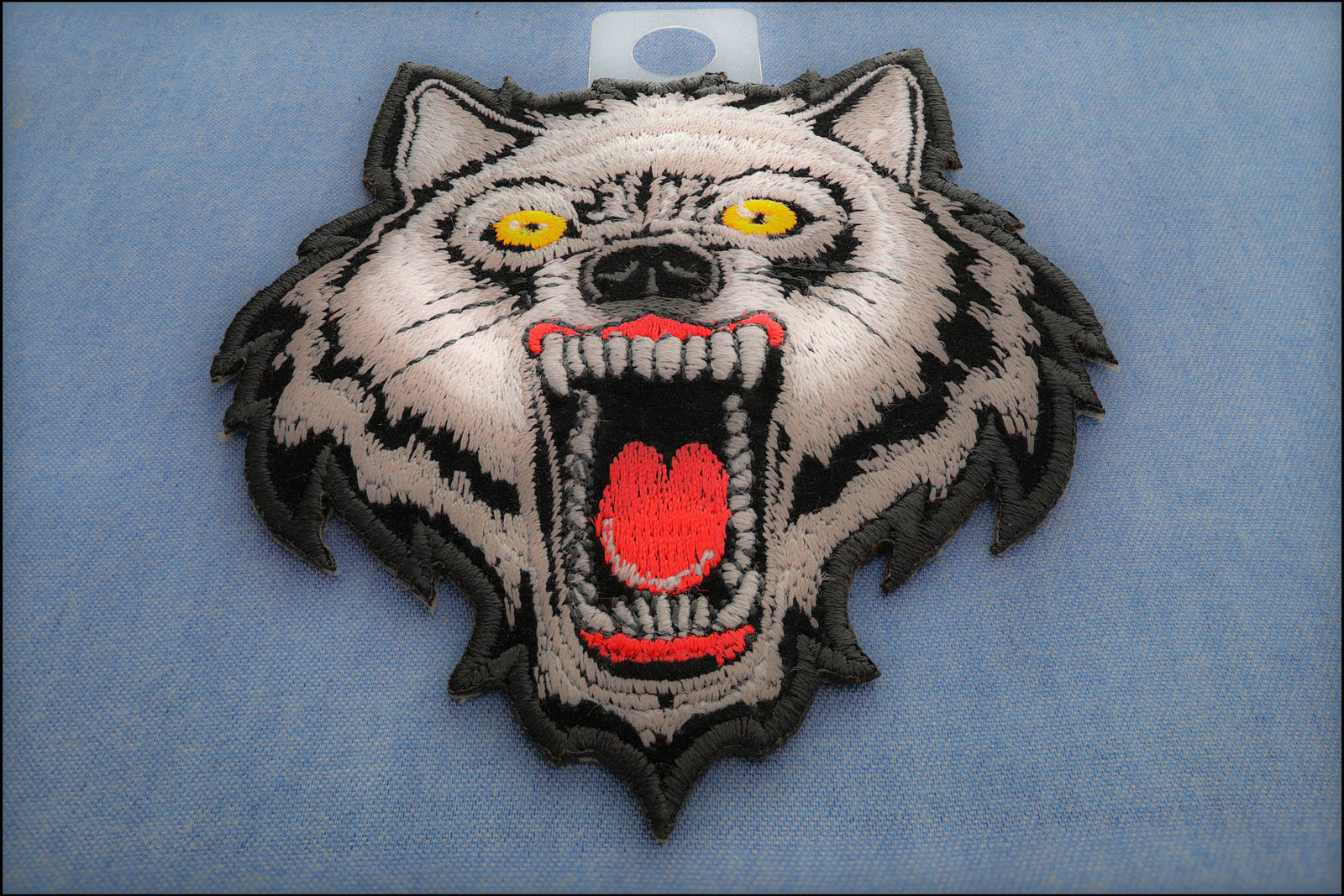 Classic Wolf Embroidered Patch apparel application view