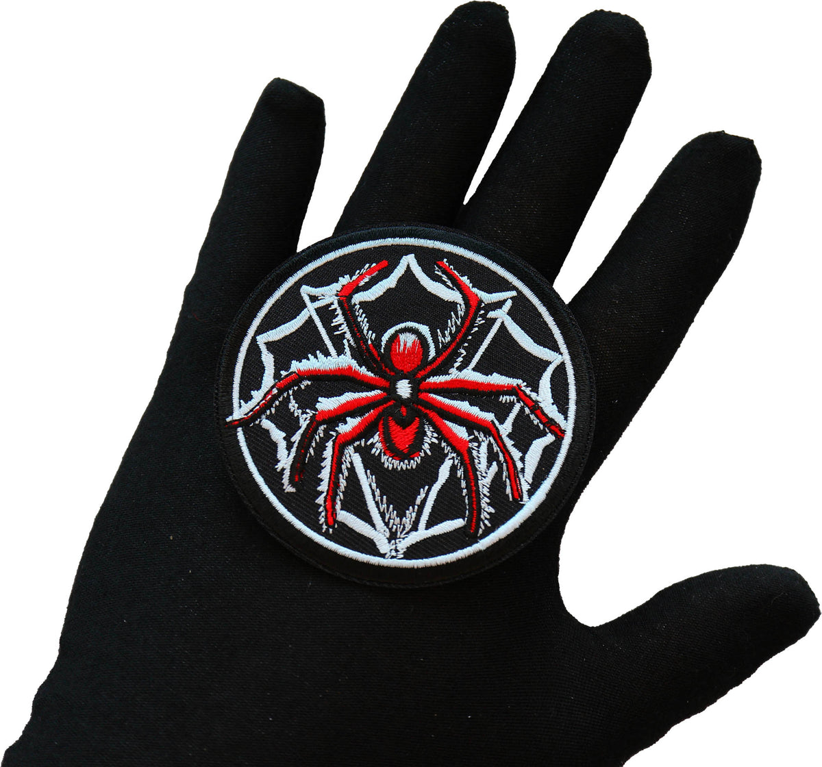 Spider Embroidered Patch shown for scale