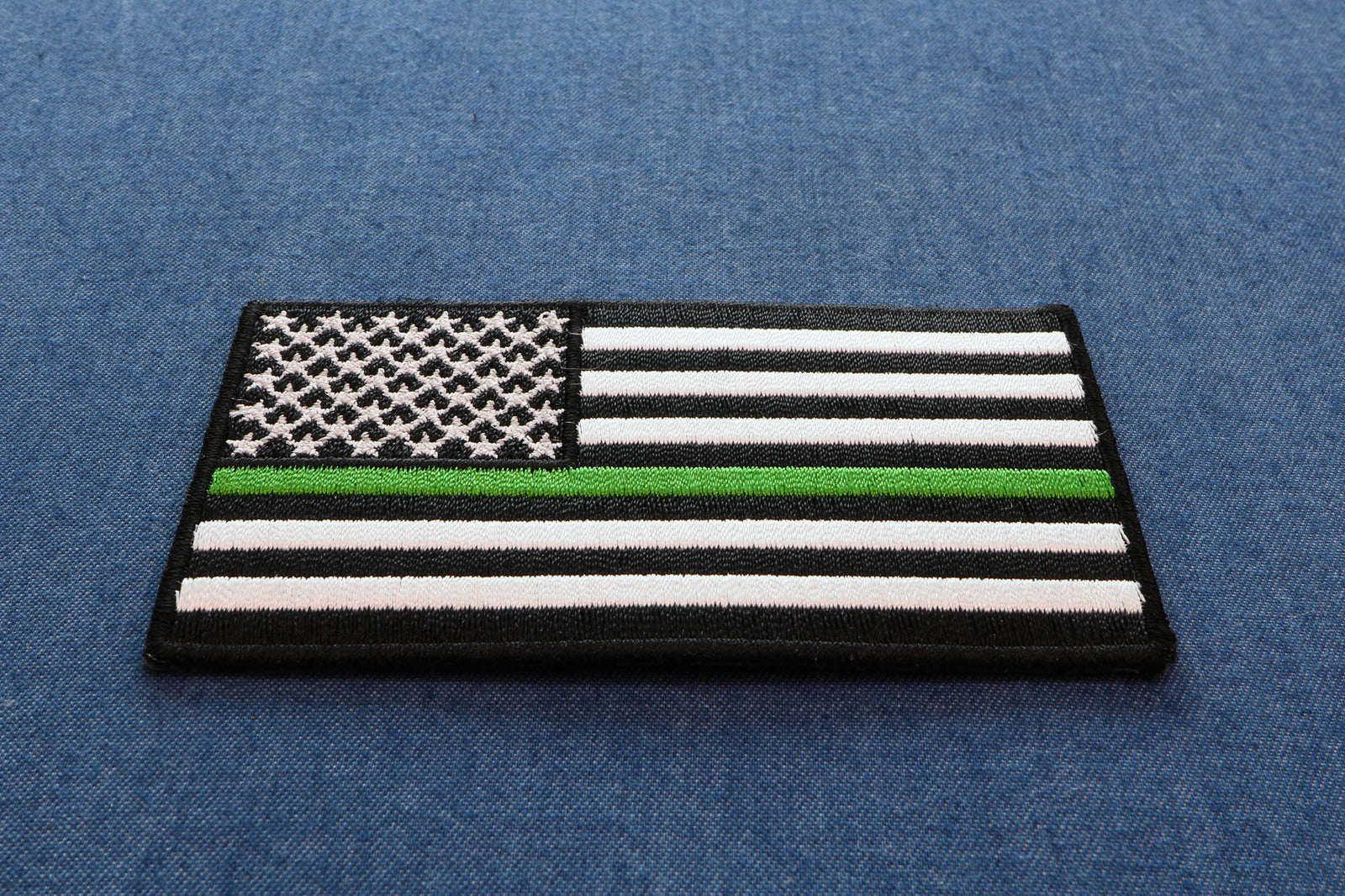 Subdued Green Stripe American Flag Embroidered Patch stitching detail
