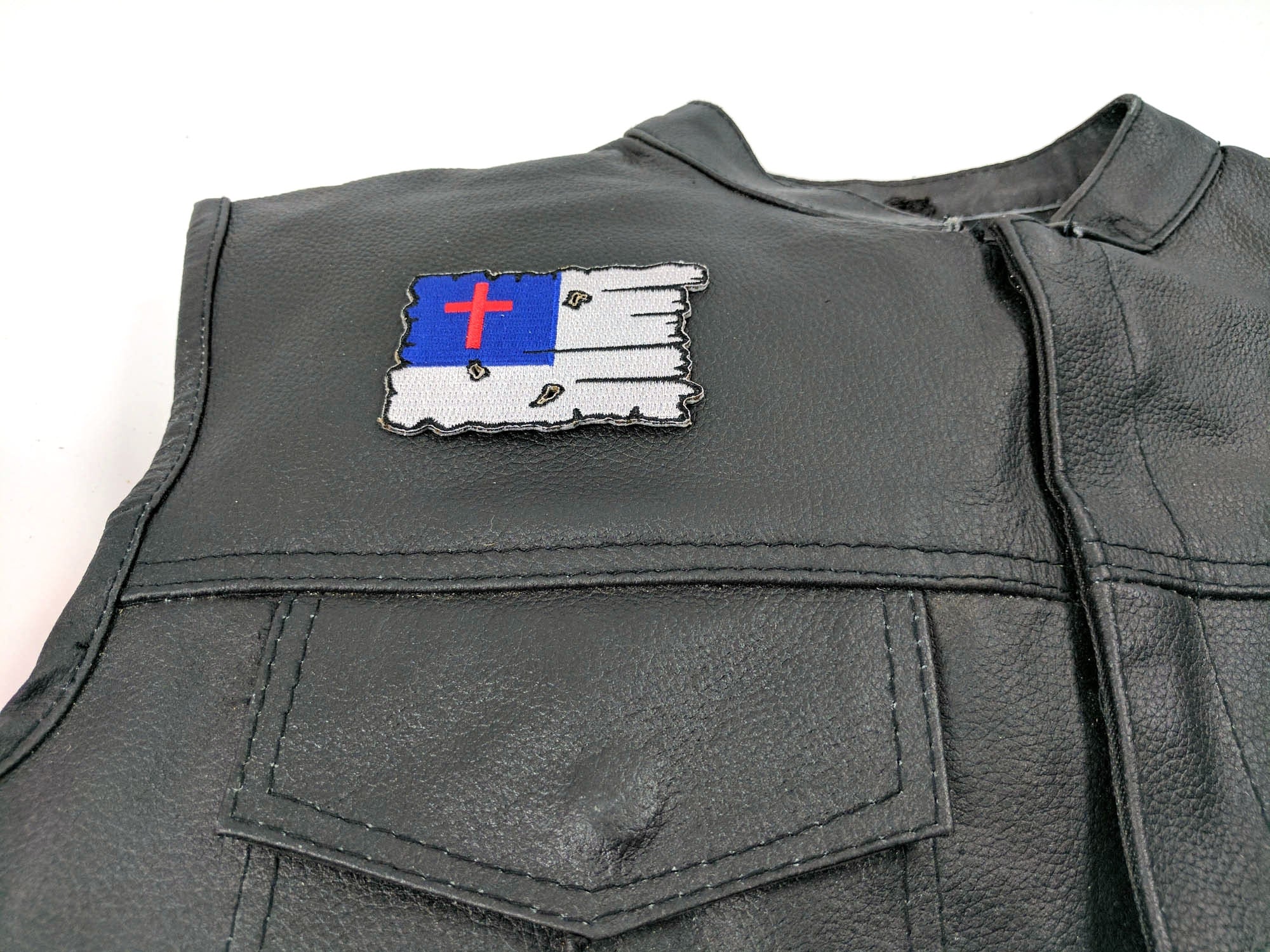 Tattered Christian Flag Patch - A Powerful Testament of Endurance ( 3 x 3 inche )