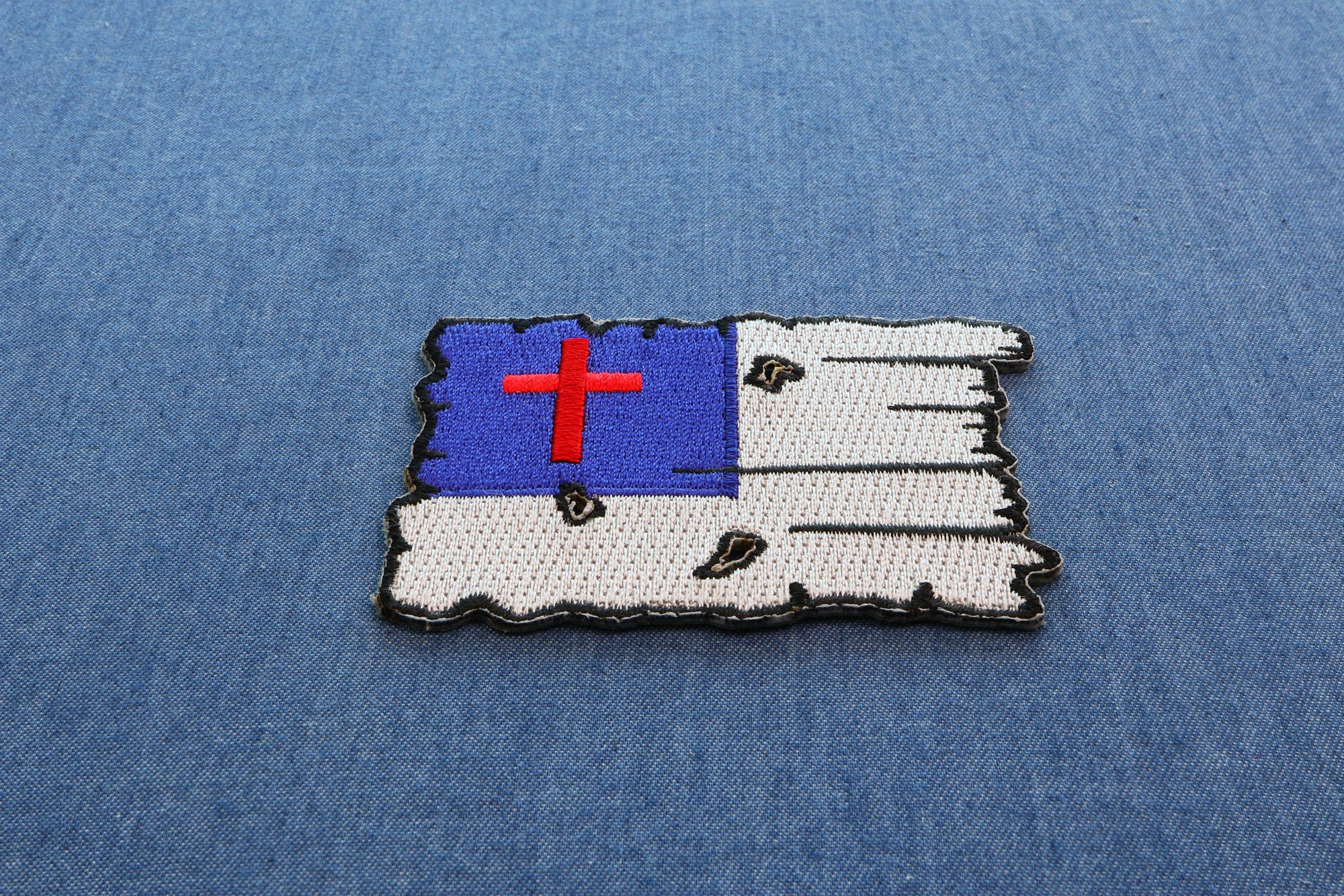 Tattered Christian Flag Patch - A Powerful Testament of Endurance ( 3 x 3 inche )