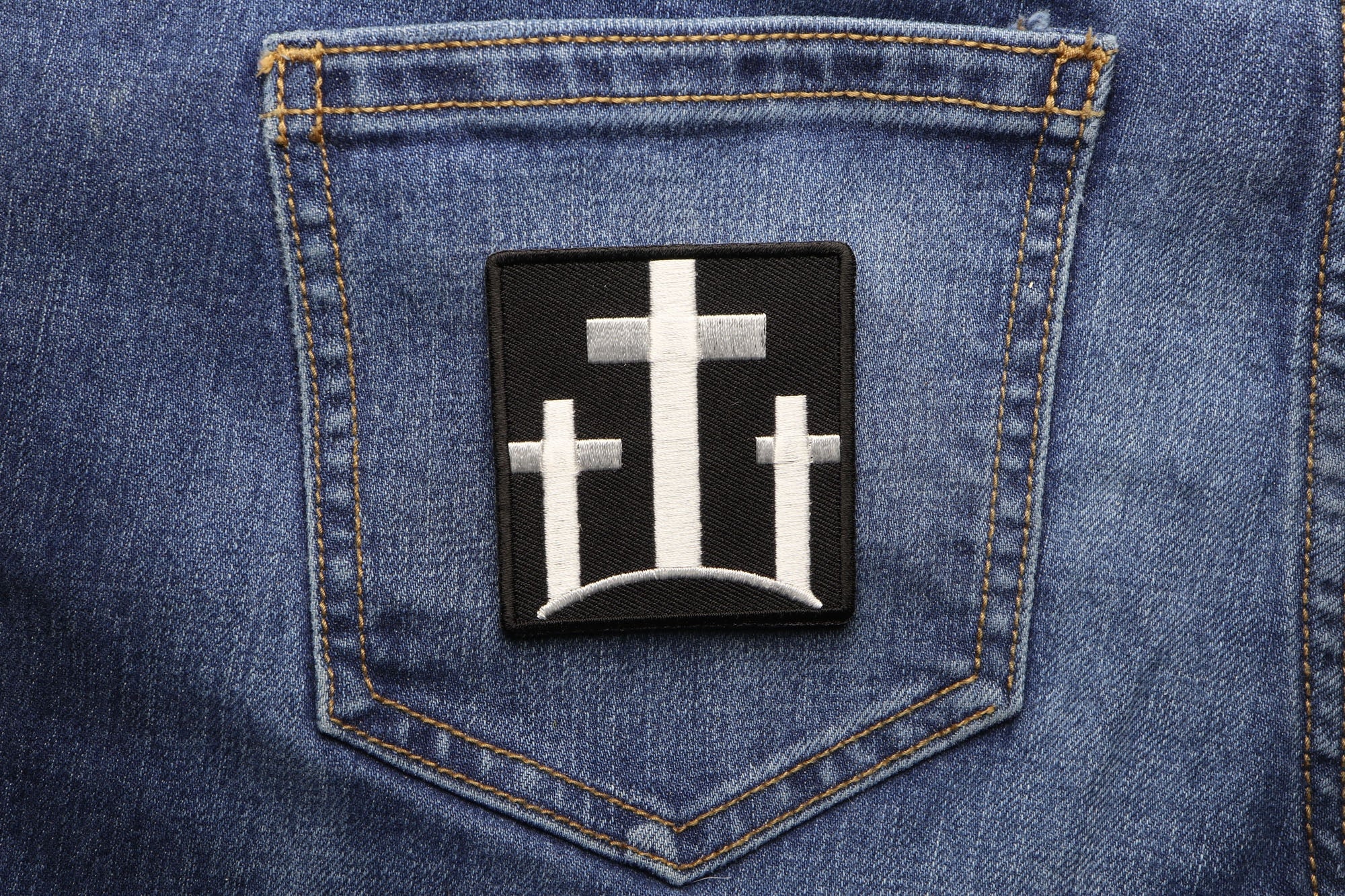 Three Crosses Christian Patch - A Timeless Symbol of Salvation ( 4 x 2 inche )