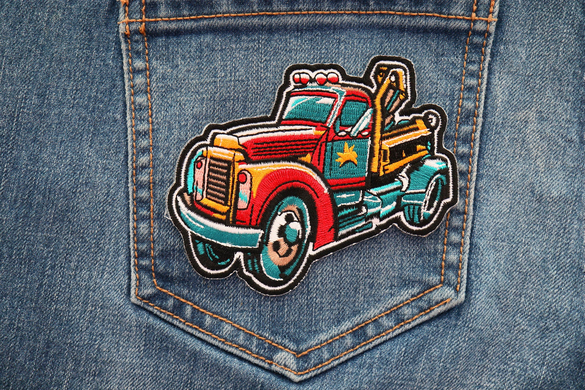 Tow Truck Embroidered Patch - Perfect for Roadside Assistance and Truck Enthusiasts ( 4 x 4 inch )