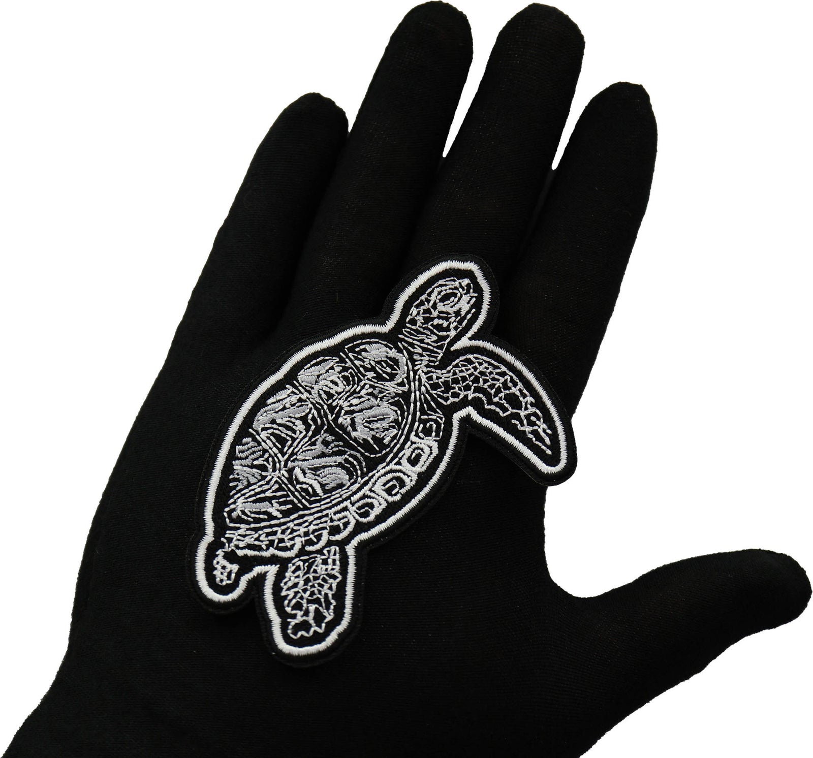 Tribal Turtle Embroidered Patch apparel application view