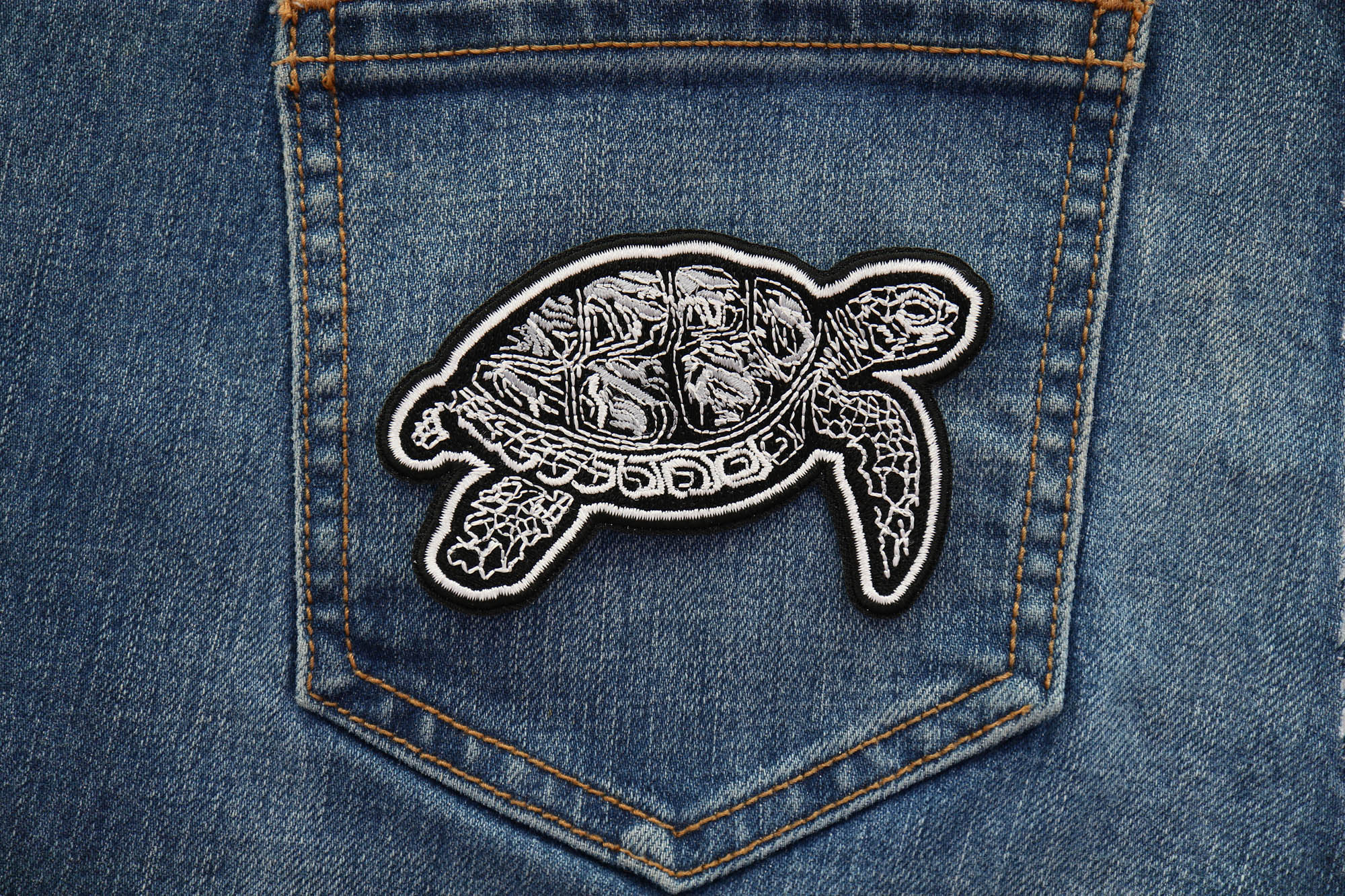 Tribal Turtle Embroidered Patch – Unique & Stylish Design for Jackets, ( 4x3 inche )