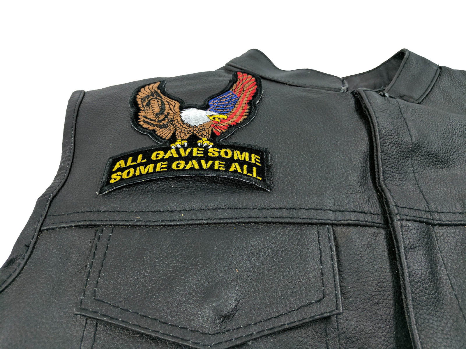 US POW MIA Upwing Eagle Rocker Embroidered Patch shown for scale