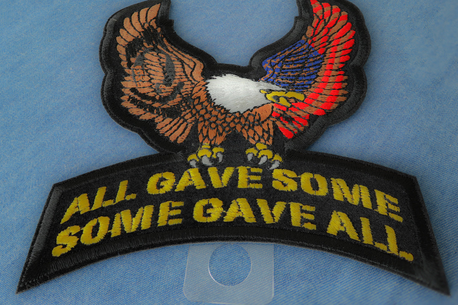 US POW MIA Upwing Eagle Rocker Embroidered Patch stitching detail
