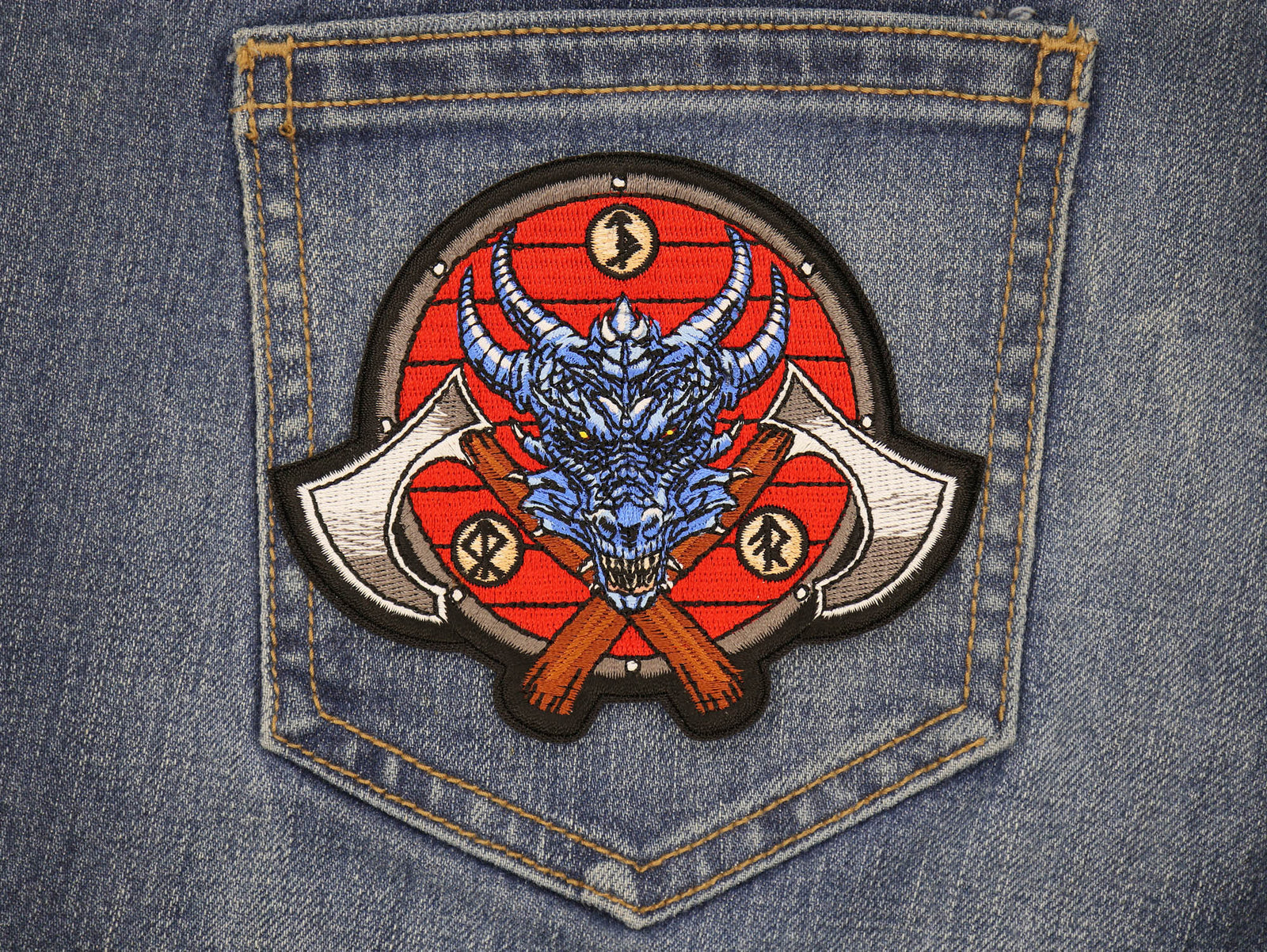 Viking Dragon Axes Embroidered Patch product image 4