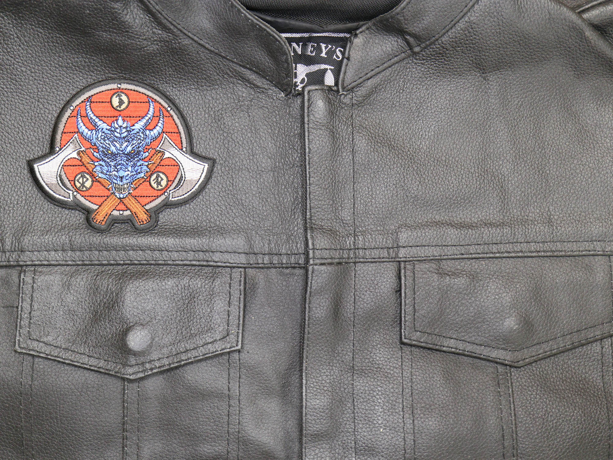 Viking Dragon and Axes Patch – Full-Color Embroidered Artwork ( 4 x 3 )