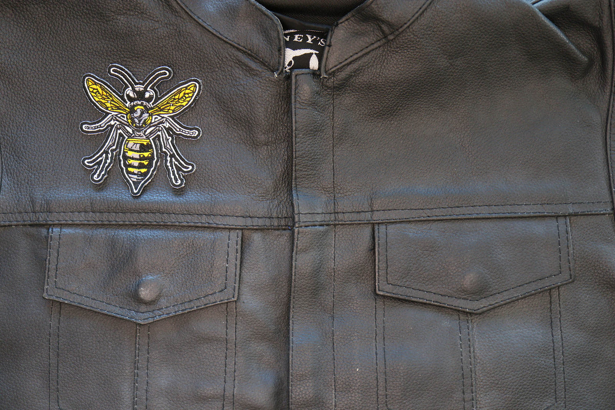 Wasp embroidered patch stitching detail