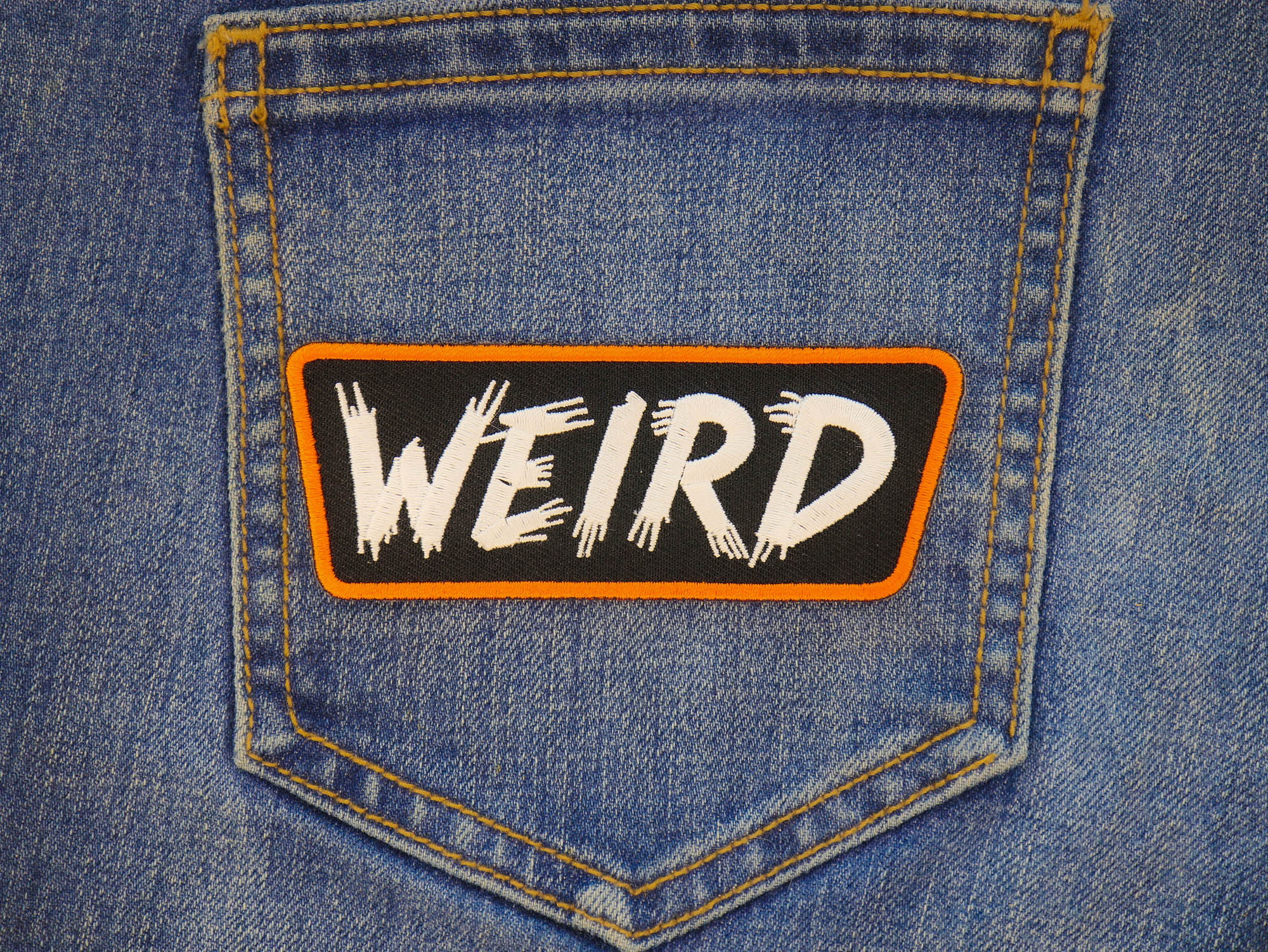 WEIRD Embroidered Patch - Bold and Unique Design for the Quirky at Heart ( 5 x 4 inch )