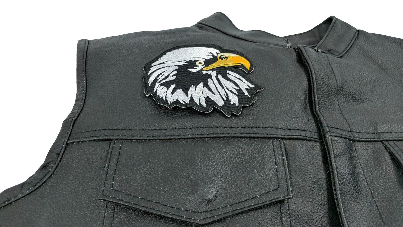 White Eagle Embroidered Patch reverse and construction view