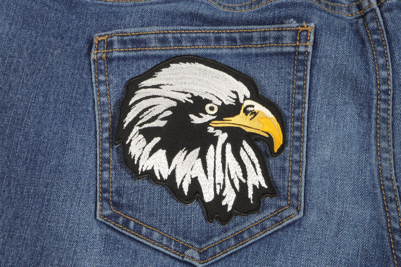 White Eagle Embroidered Patch shown for scale