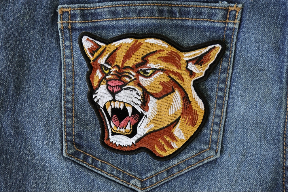Wild Cougar Embroidered Patch stitching detail