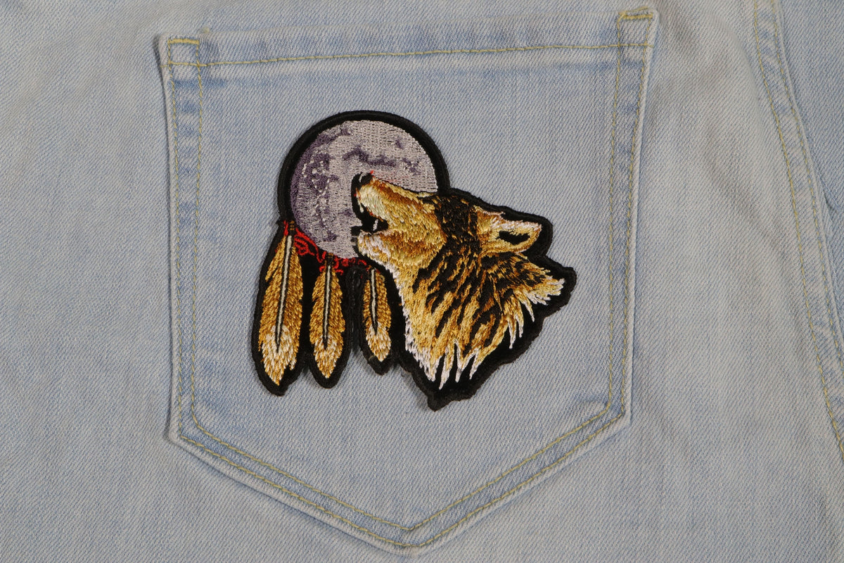 Wolf Moon Embroidered Patch shown for scale