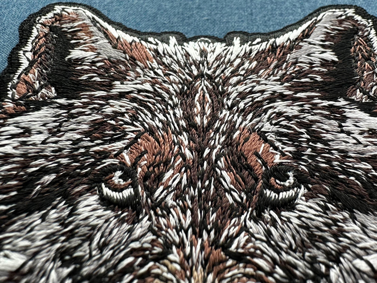 Wolf Embroidered Patch reverse and construction view