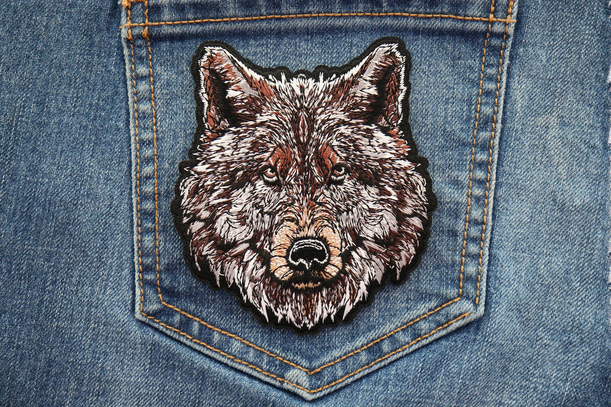Wolf Embroidered Patch – Great for Jackets, Jeans & More  ( 3x4 inche )