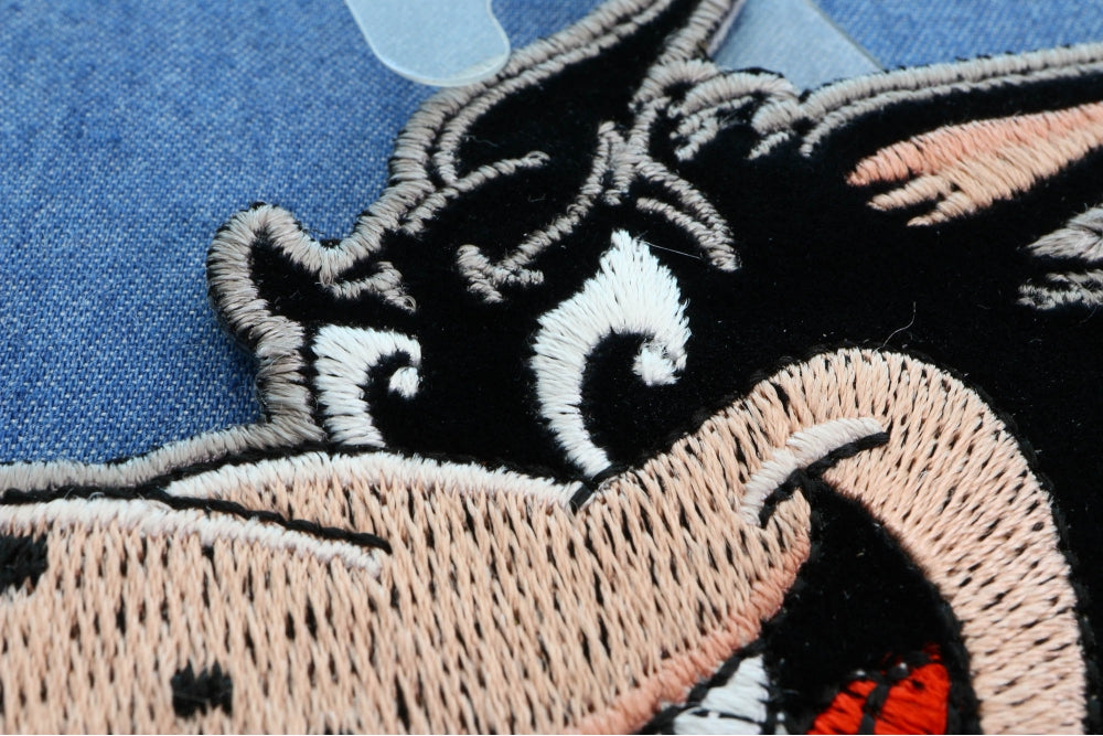 Wolf Iron-On Patch – Playful Wolf embroidery patch for Jackets & Bags (  4 x 4  inche )