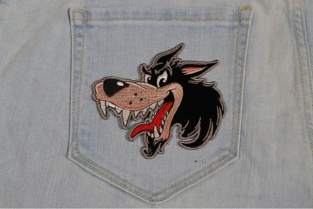 Wolf Iron-On Patch – Playful Wolf embroidery patch for Jackets & Bags (  4 x 4  inche )