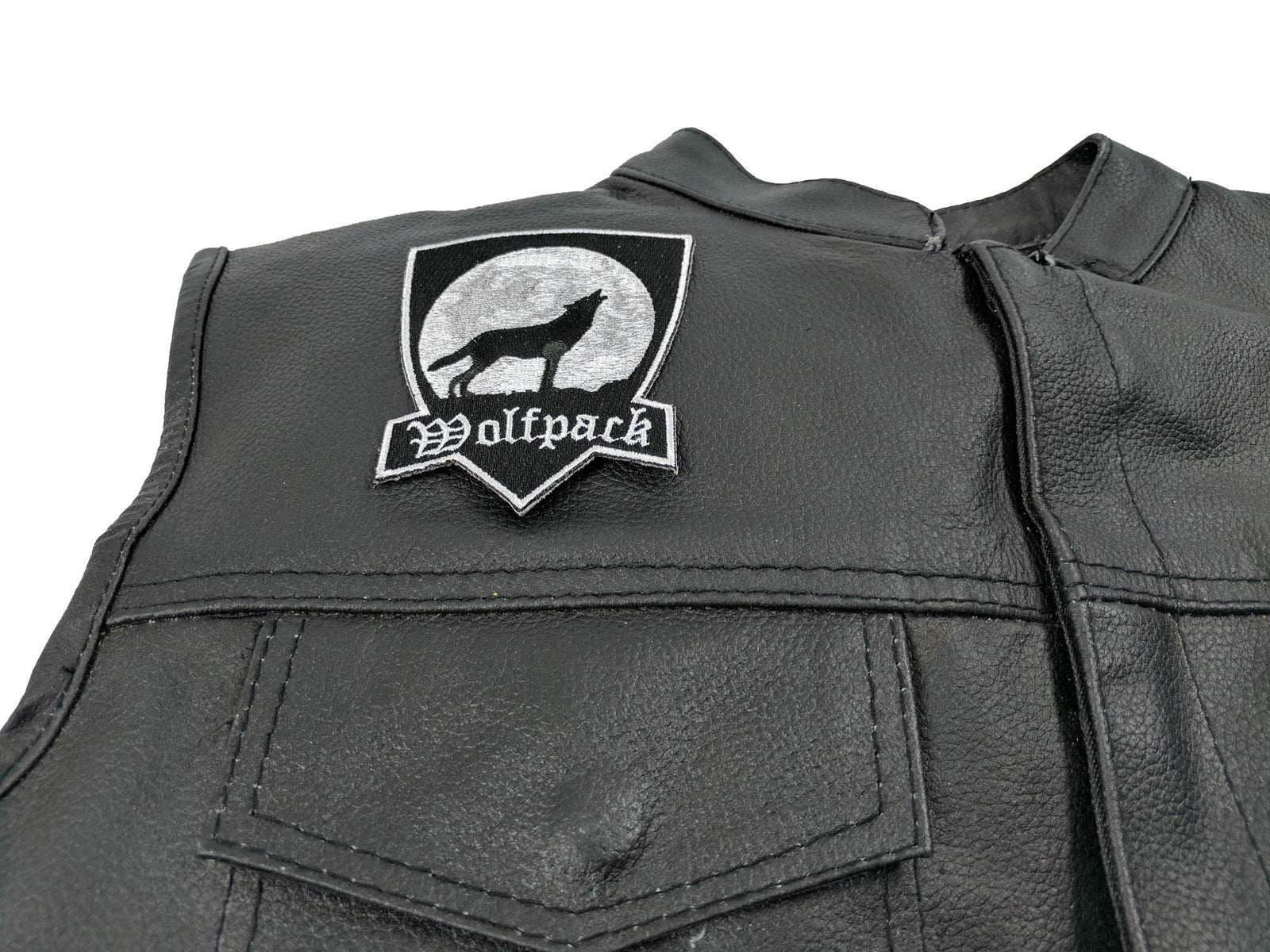 Wolfpack Howling Wolf Embroidered Patch apparel application view