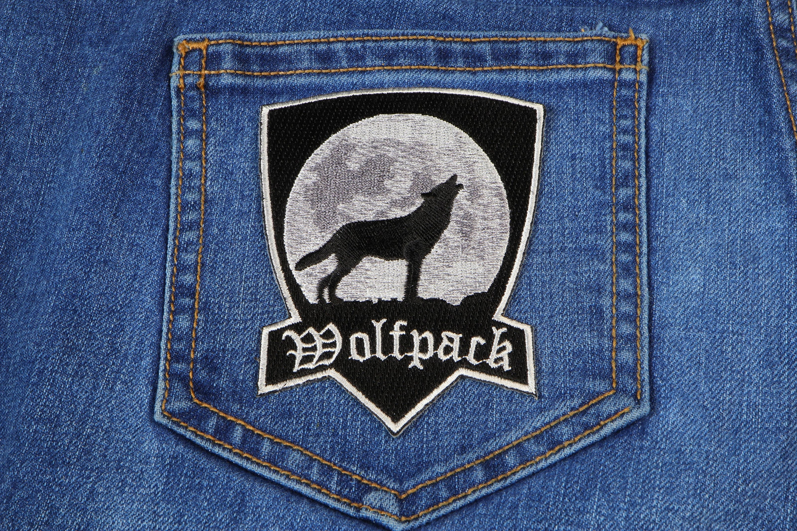 Wolfpack Howling Wolf Embroidered Patch stitching detail